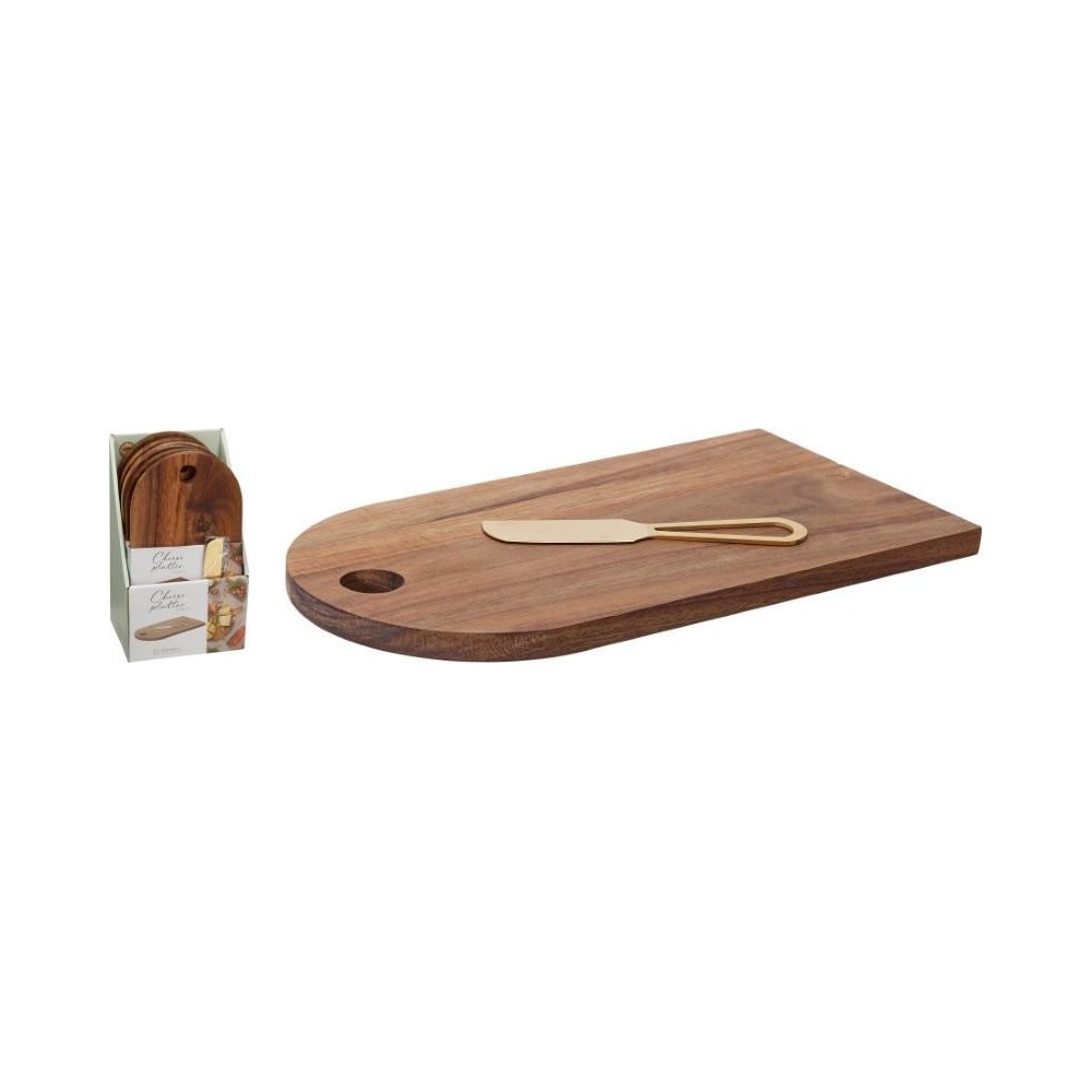 TAGLIERE E COLTELLO FORMAGGIO LEGNO CM.28